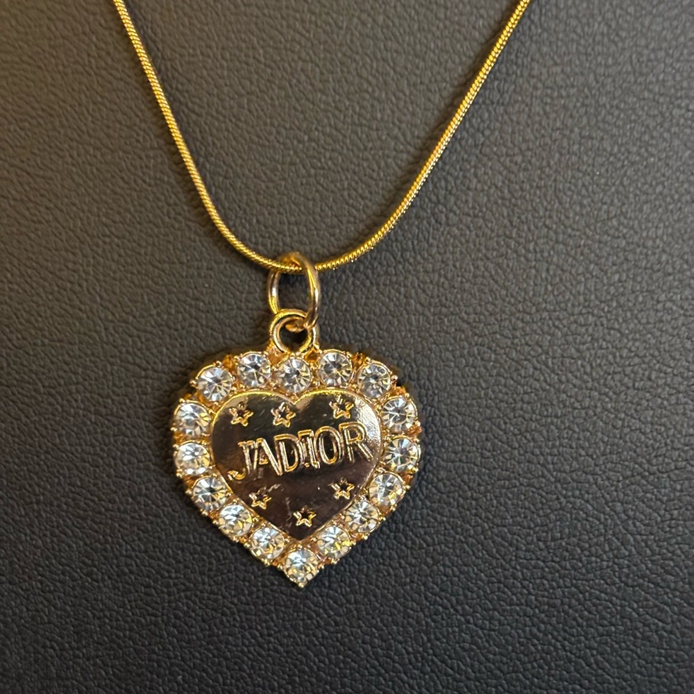 Dior Zipper Pull Gold Heart Pendant Necklace